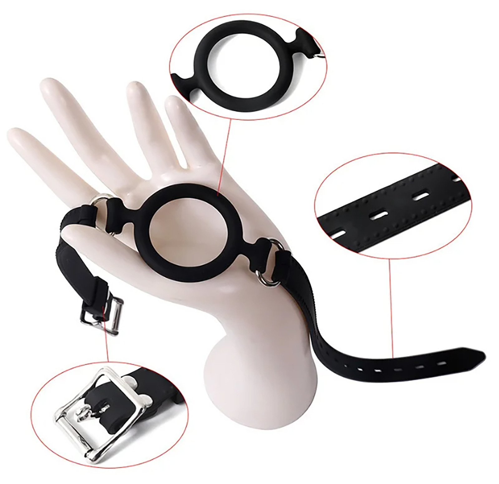 Silicone Open Mouth Gag Flirting O-Ring Oral Plug Restraint Harness Roleplay SM