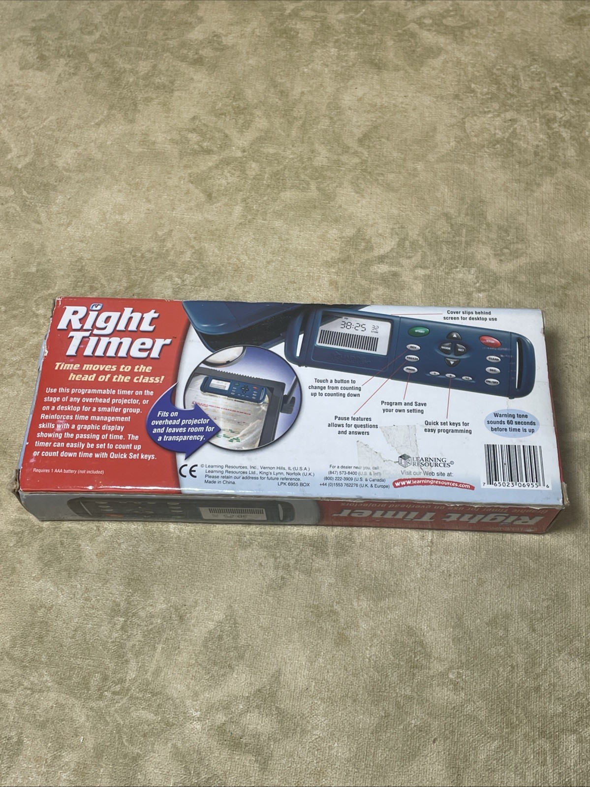 Learning Resources Right Timer LER6955 Overhead / Desktop Timer New