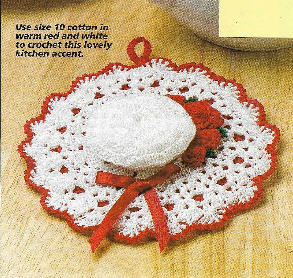 HANDY HAT HELPER POT HOLDER KITCHEN DIGEST SIZE CROCHET PATTERN INSTRUCTIONS
