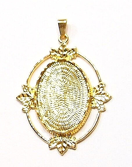 6 of 25x18mm Shiny Gold Victorian Deco Scallop Leaf Pendants Settings 52x37mm