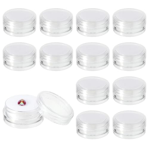 Giantree 12 Pcs Small Loose Diamond Gemstone Display Box, Round Jewelry White