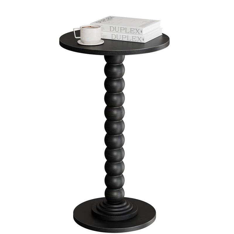 Round Side Table - Solid Wood Leg Small Drink Table for Living Room Bedroom