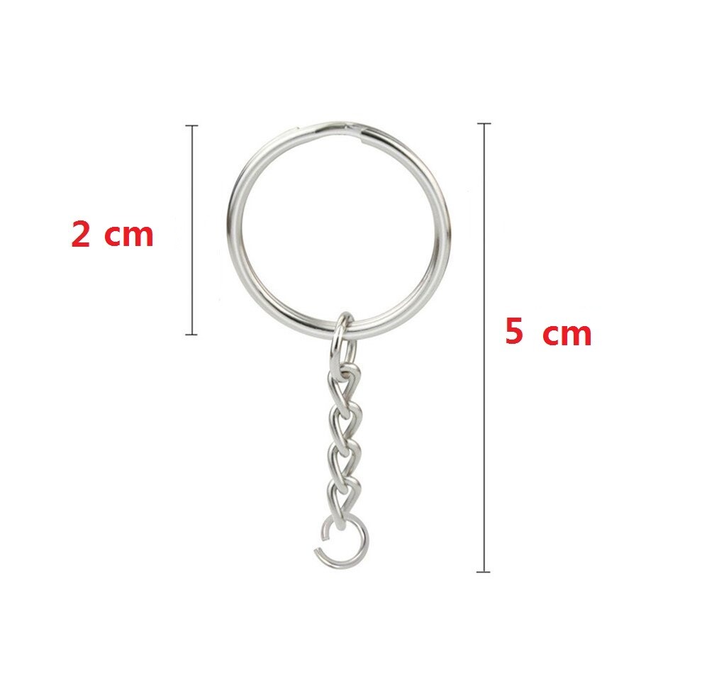25 PCS Keyring Blanks Silver Tone Key Chains Findings Split Rings 4 Link