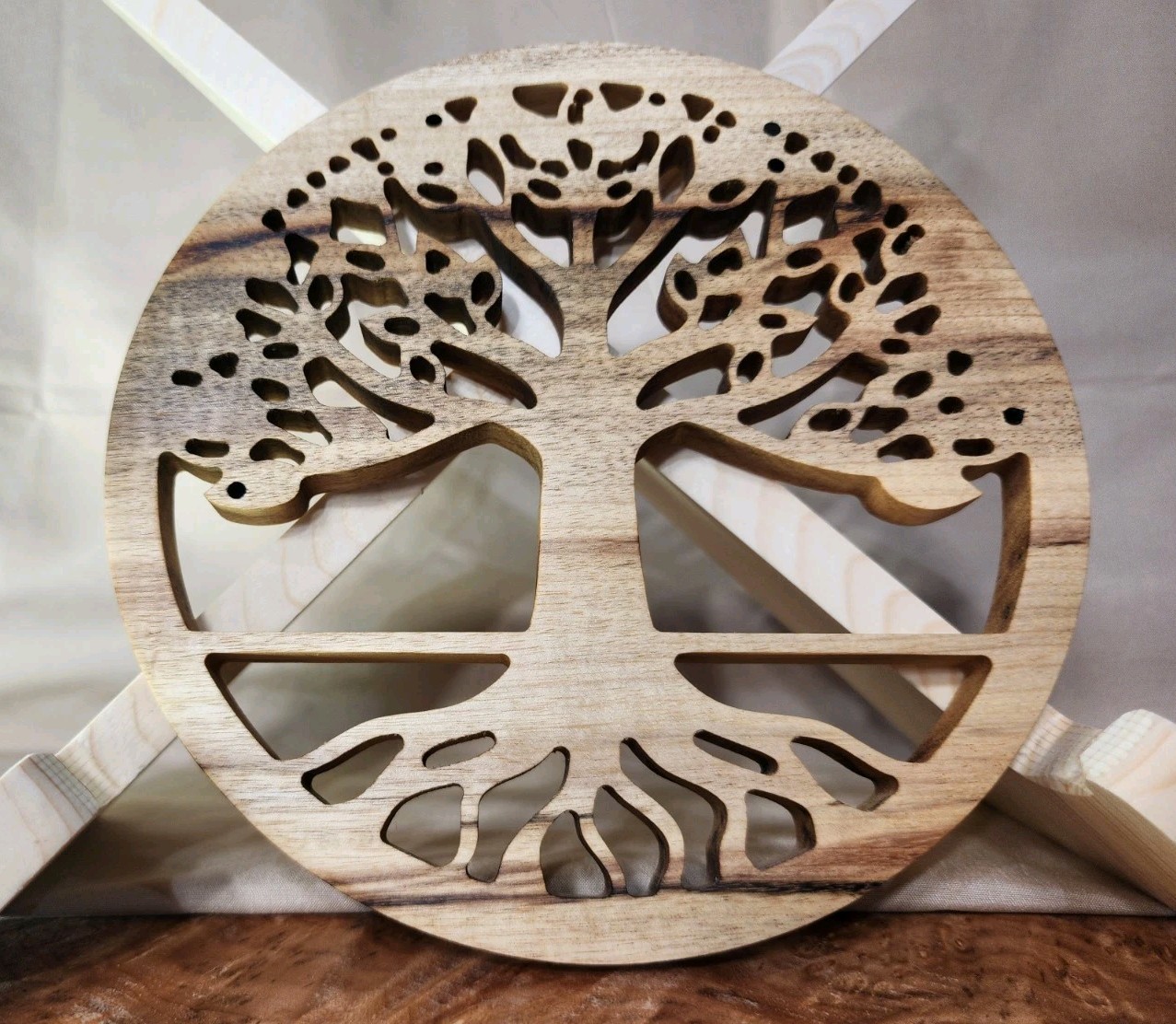 Tree of Life Oregon Myrtlewood Trivet or Wall Decor. 7.5" diameter x 1/2" thick