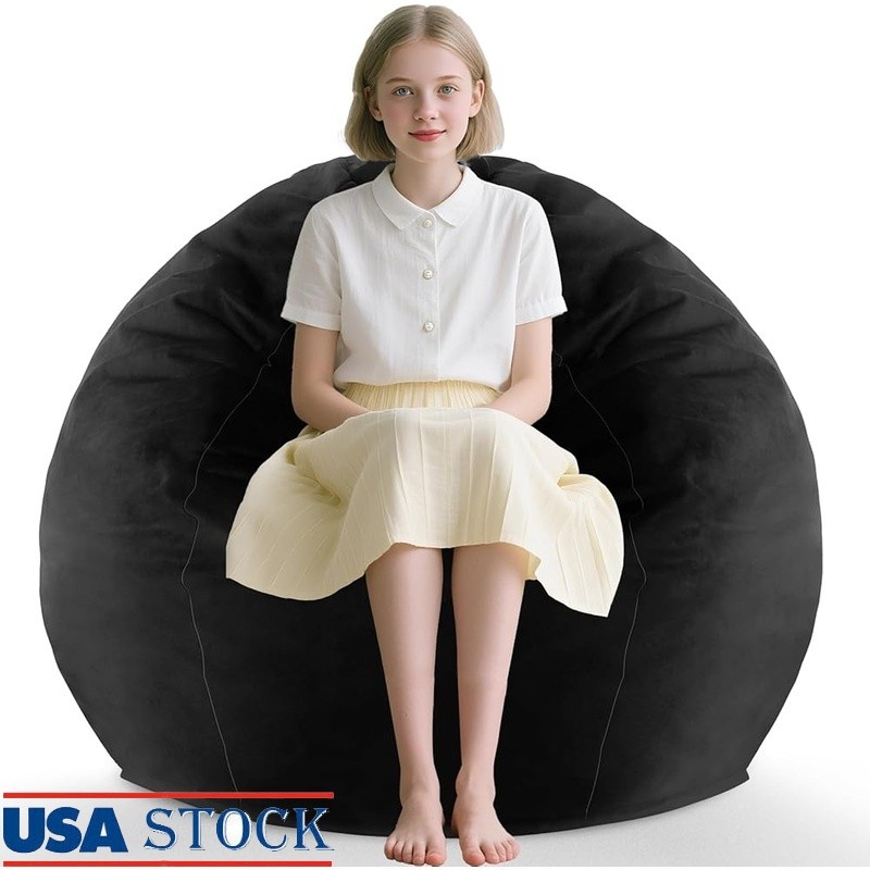 Memory Foam Bean Bag Chair Soft Velvet Removable Cover Portable Gaming Napping