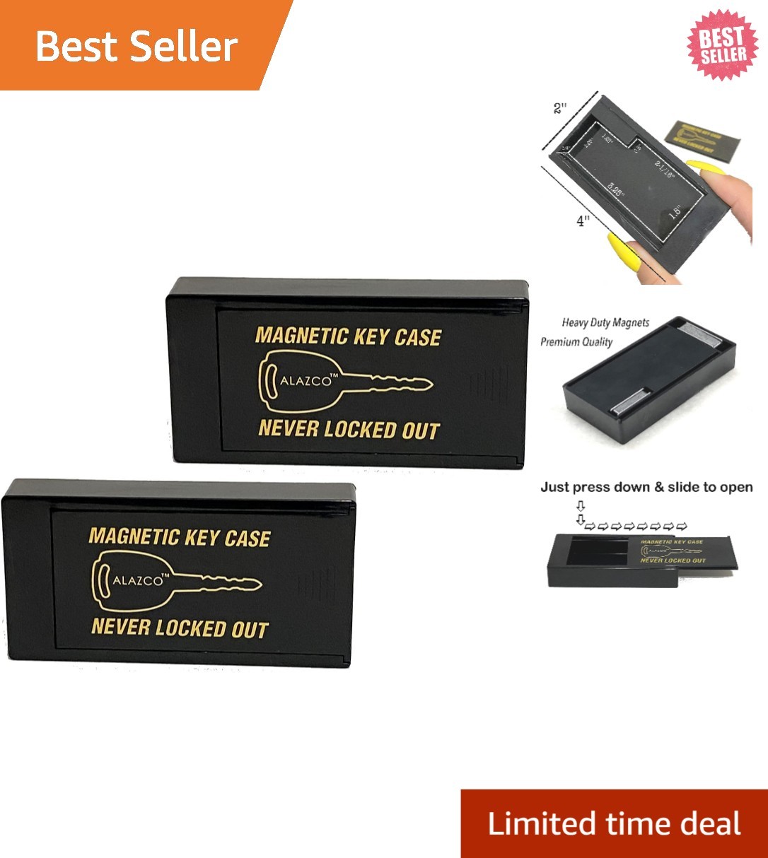 2 Durable ABS Magnetic Key Holders - The  Solution for Lockout Prevention