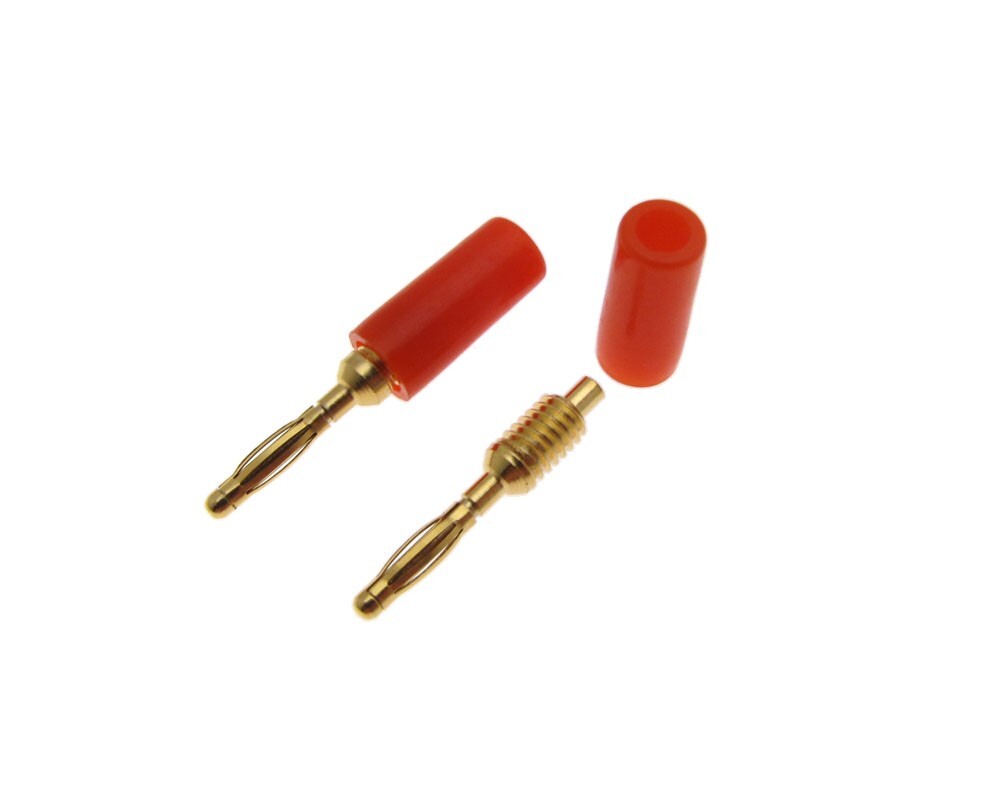 2mm Banana Plug Solder - Red - Pack of 2
