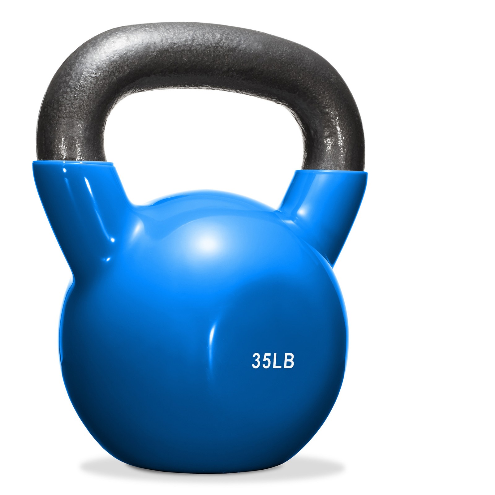 Vinyl Coated Cast Iron Kettlebell, 35 lbs - Blue