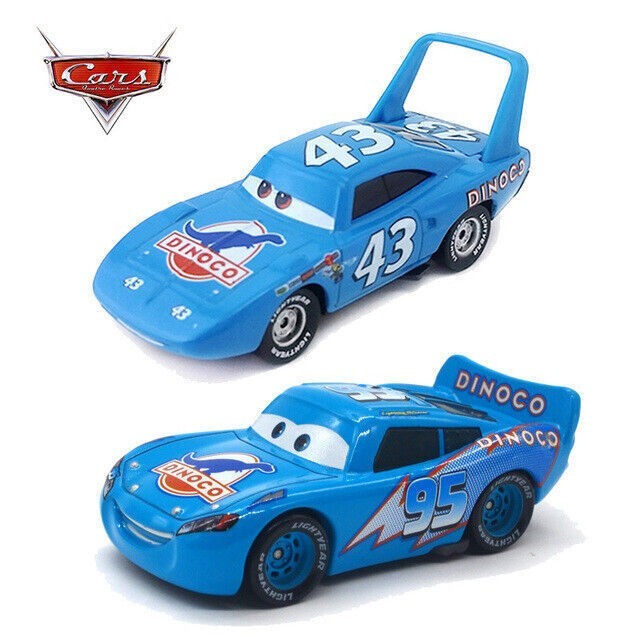 2PCS Disney Pixar Cars DiNOco The King&Lightning McQueen 1:55  Diecast Toys Car