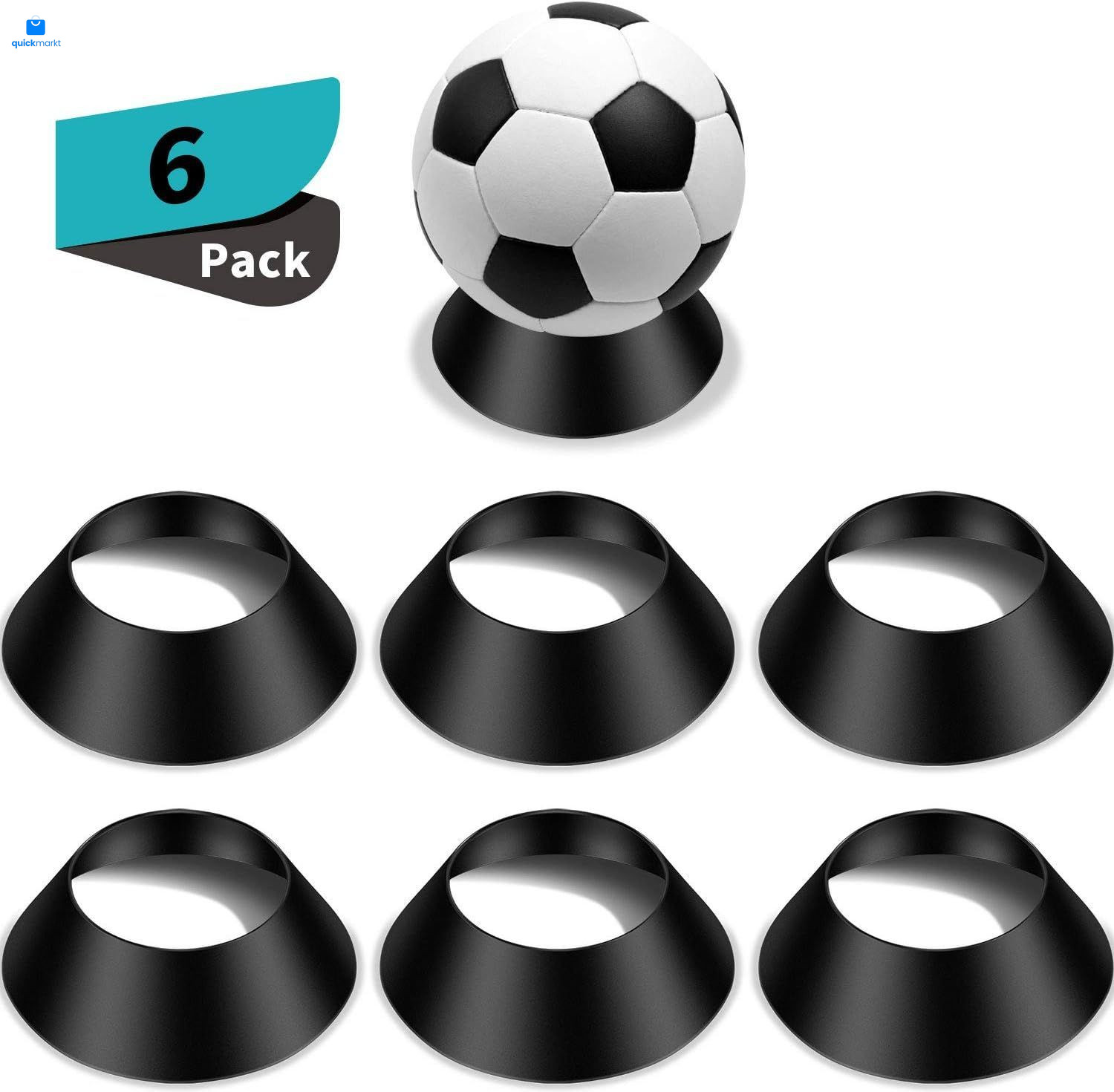 Blulu 6 Pcs Memorabilia Ball Display Stand Pedestal Holder Black