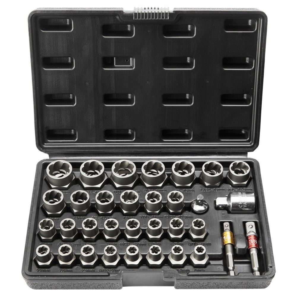 Bolt Extractor Set,29-Piece Bolt and Nut Remover Set,6mm to 10mm,13/32" to 3/4"