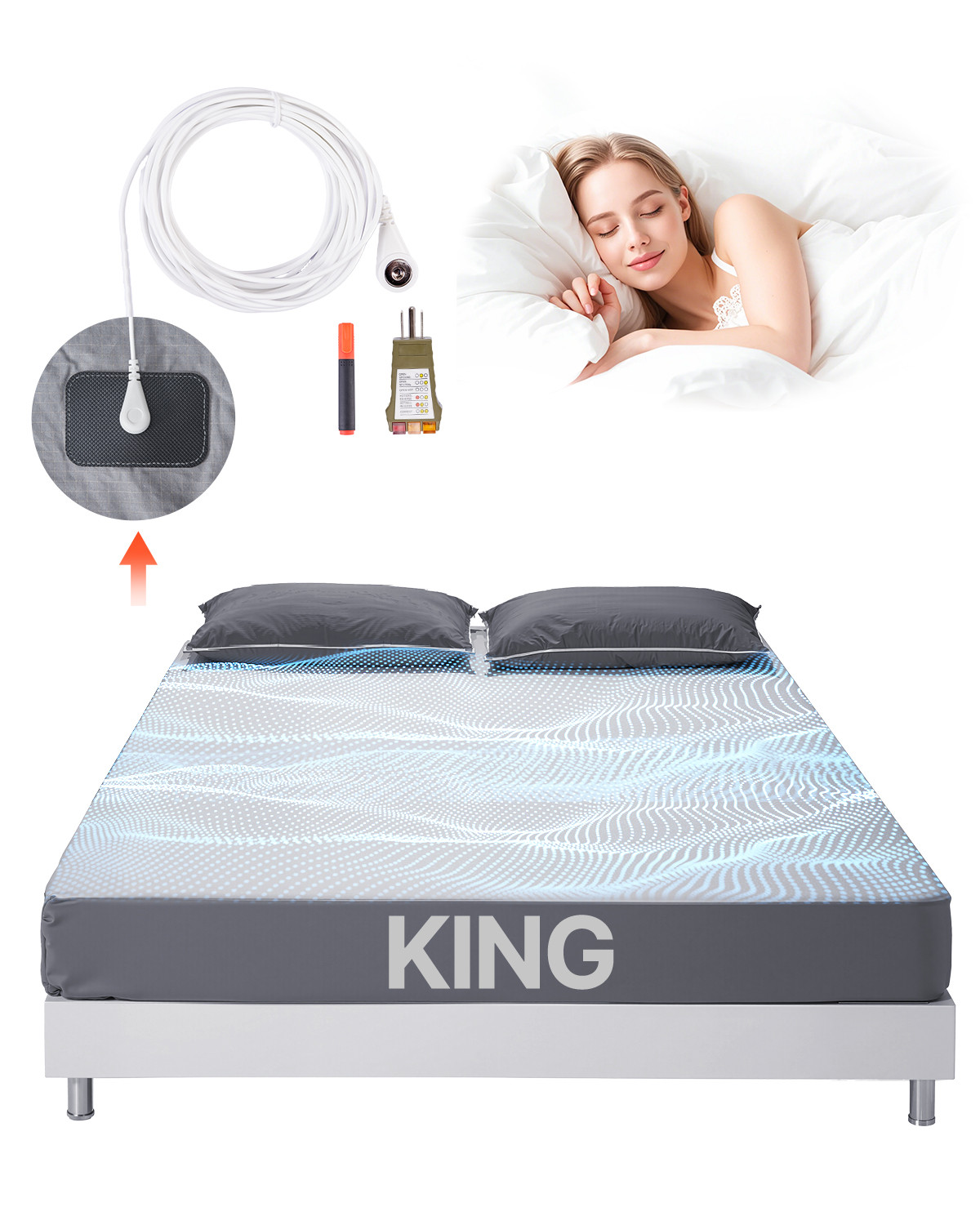 Grounding Sheets King Size 90% Cotton + 10% Silver Fiber Earthing Fitted Sheets