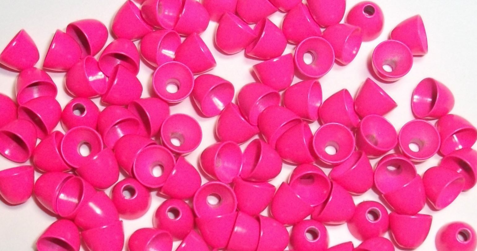 PREMIUM FL. PINK CONEHEAD BRASS BEADS FLY TYING U PICK FROM 6 SIZES 20 COUNT
