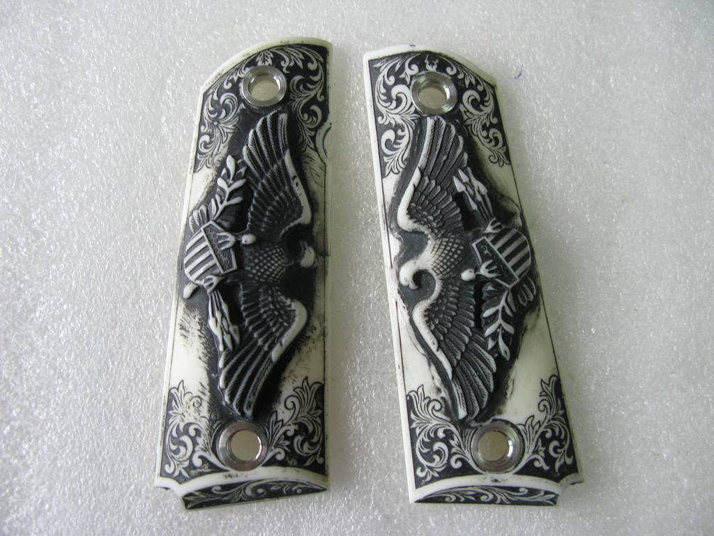 NEW EAGLE ART ON  RESIN GRIPS FOR 1911 FULL SIZE CLONE,COLT GOVERNMENT, KIMBER