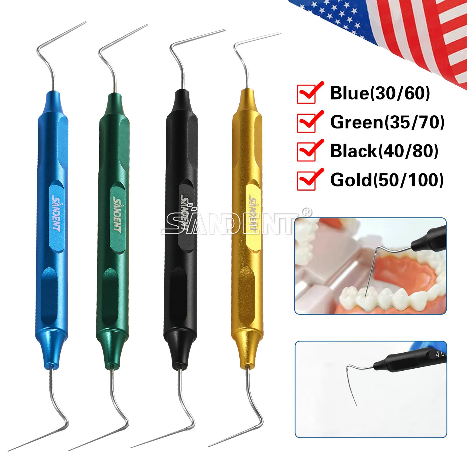 Dental Endo Condenser/Warm Gutta Percha Tips NITI Stainless Hand Plugger Set Y