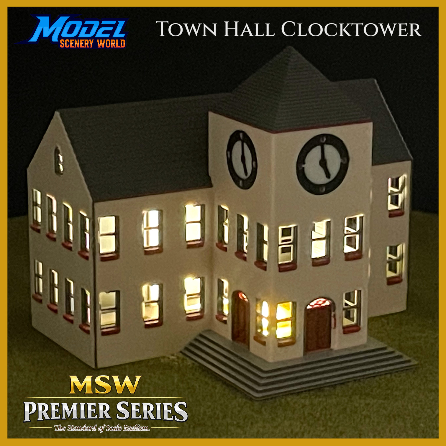 MSW Premier Series –Town Hall Clocktower -T Gauge 1:450 Scale - Full Color Model