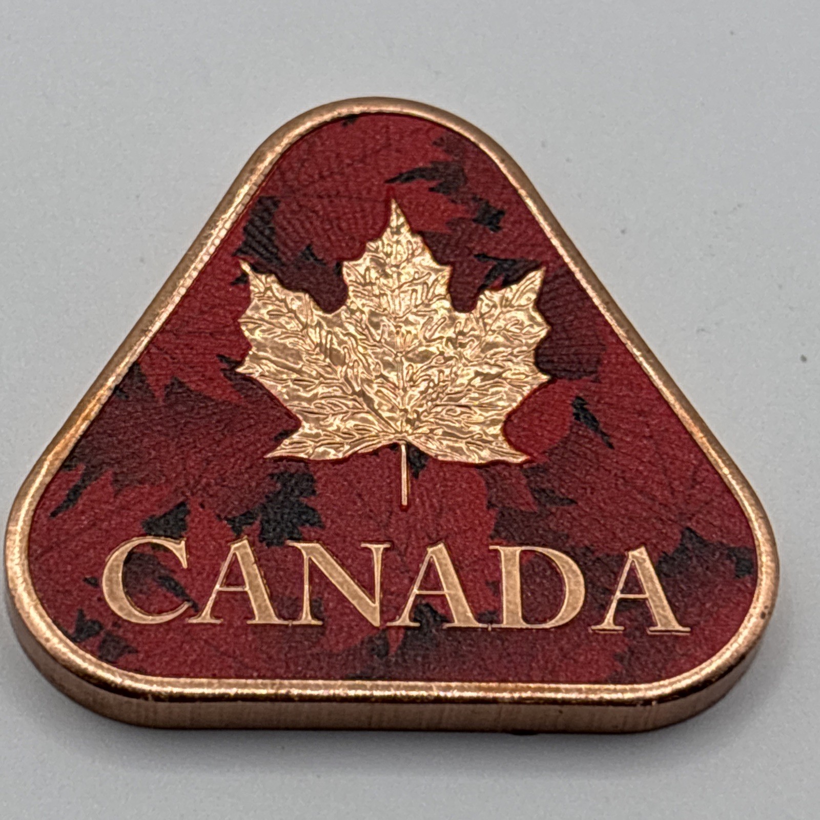 Colorized Canadian Maple Leaf .999 Fine Copper Triangle ADVP 1 Oz  **LAST ONE**