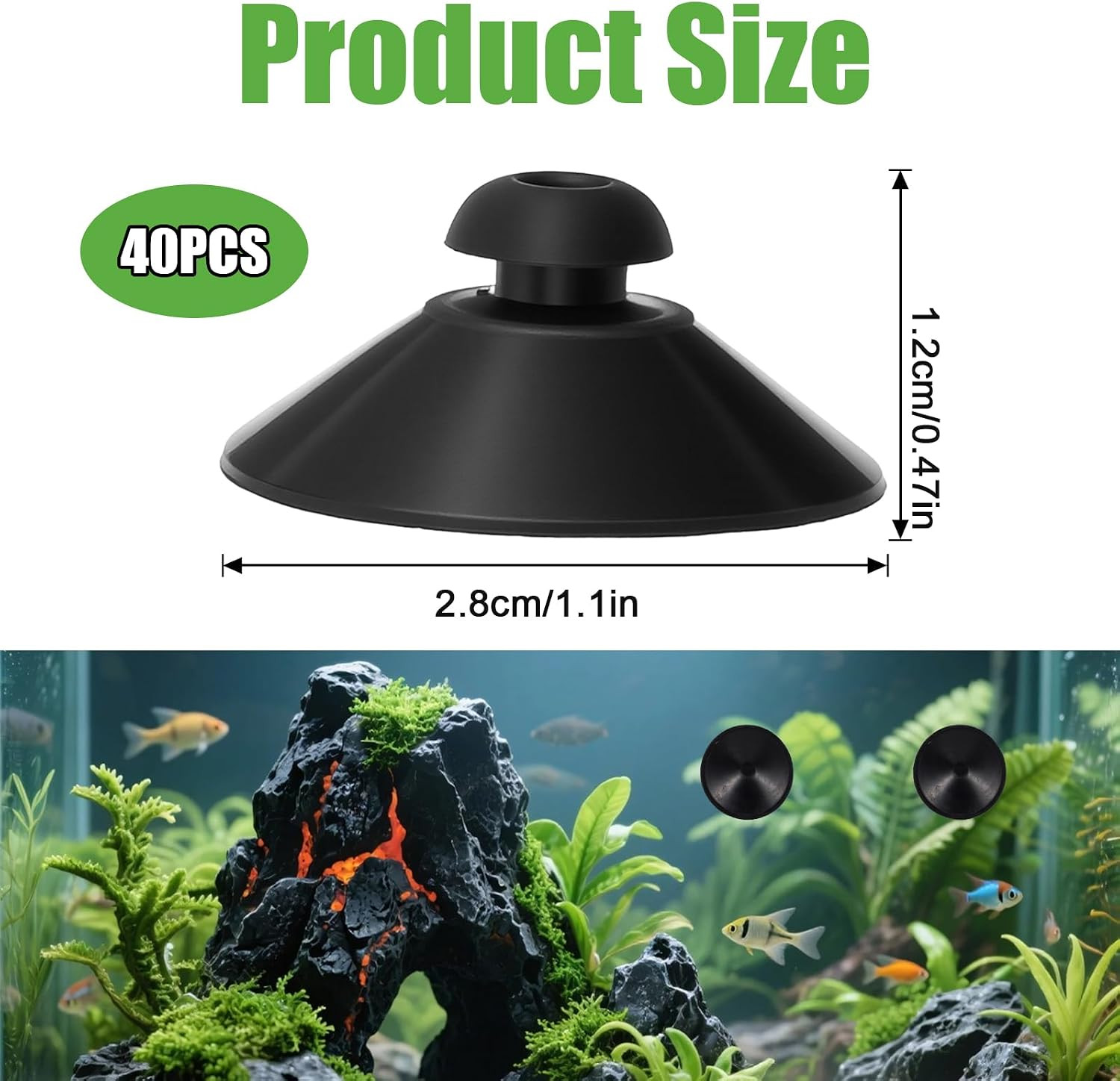 40PCS Suction Cups for Aquarium,Rubber Aquarium Suction Cups,28mm Aquariums S...