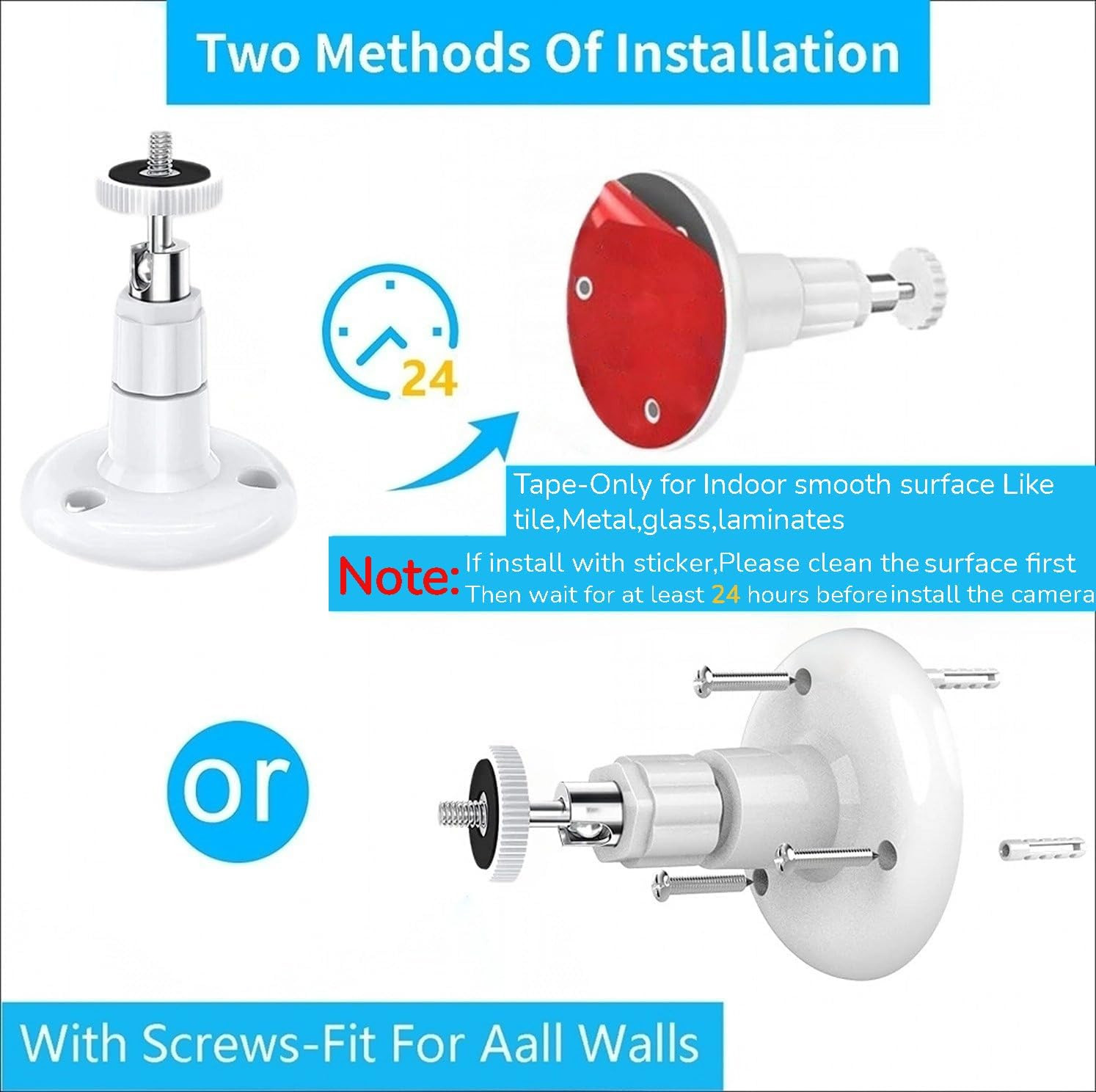 2 Pack Adjustable Ceiling Wall Mount Kit for Plug-In Ring HD Security Camera&Sti