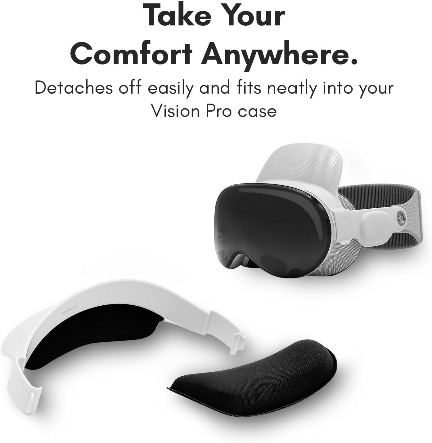 Macally Apple Vision Pro Head Strap - Comfortable for Long Use - Fits in Carry C