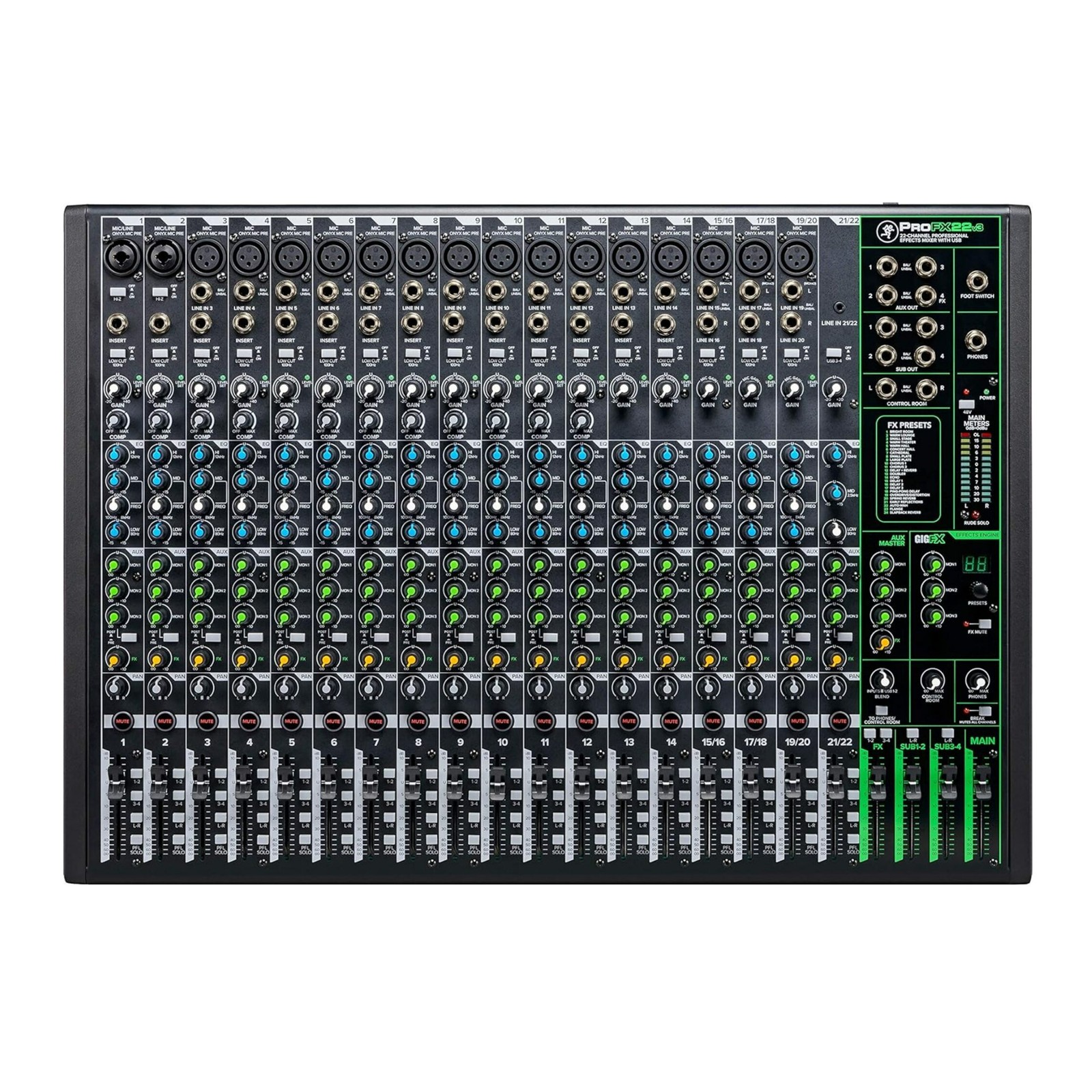 Mackie ProFXv3 Series 22 Channel Professional Effects Mixer with USB