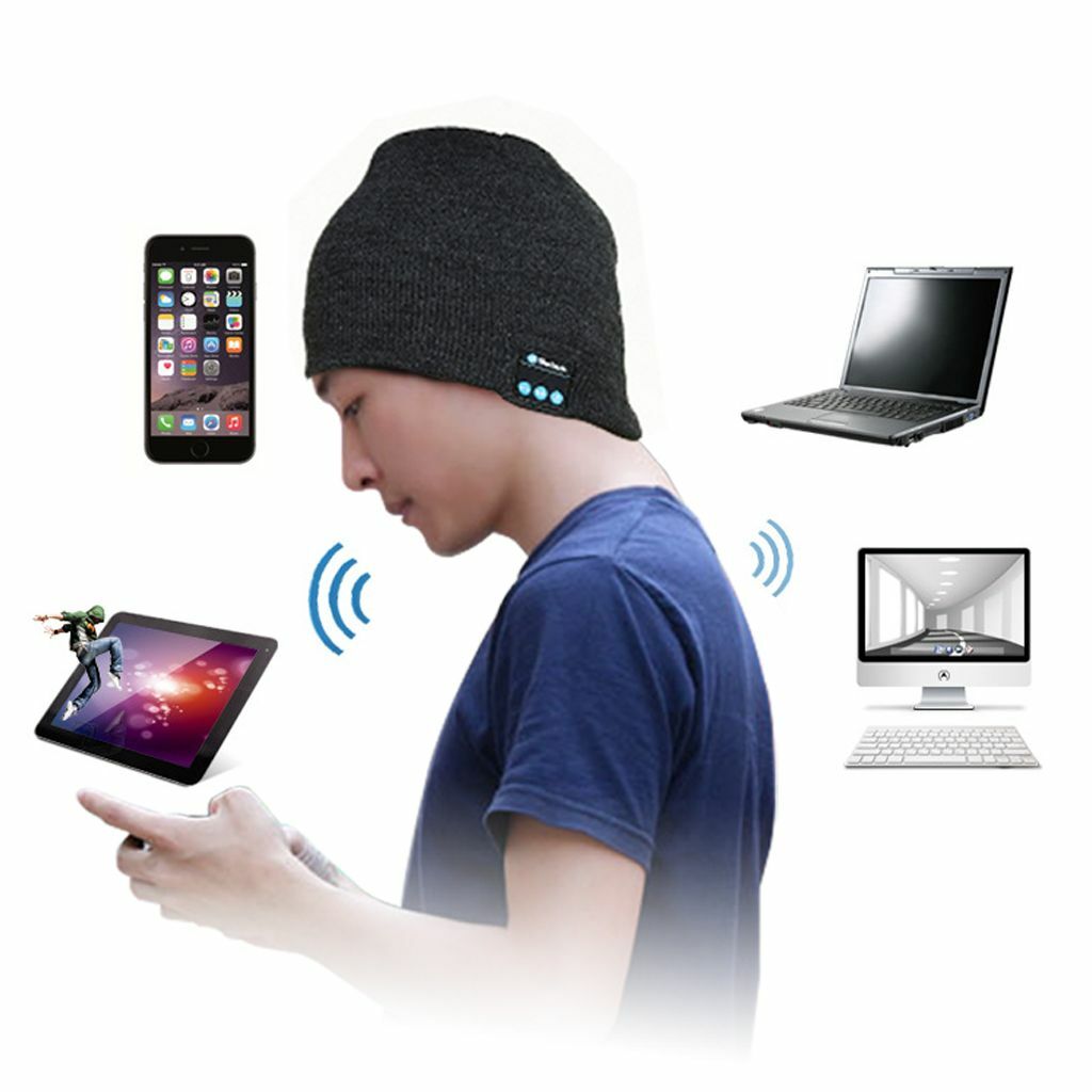 Soft Beanie Hat Warm Headset Headphone Speaker Mic Wireless Bluetooth Smart Cap