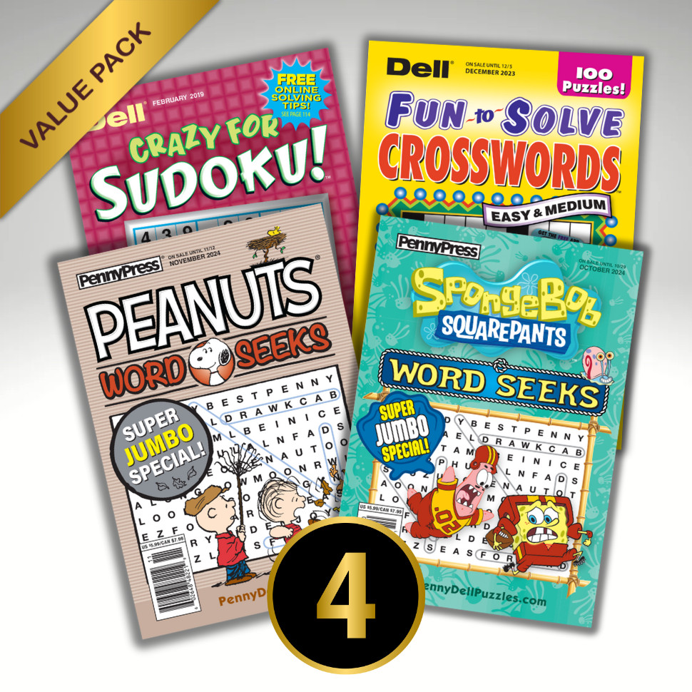 PENNY PRESS/DELL PUZZLES | WORD SEEK - CROSSWORD - SUDOKU | 4/8/16 VARIATY PACK