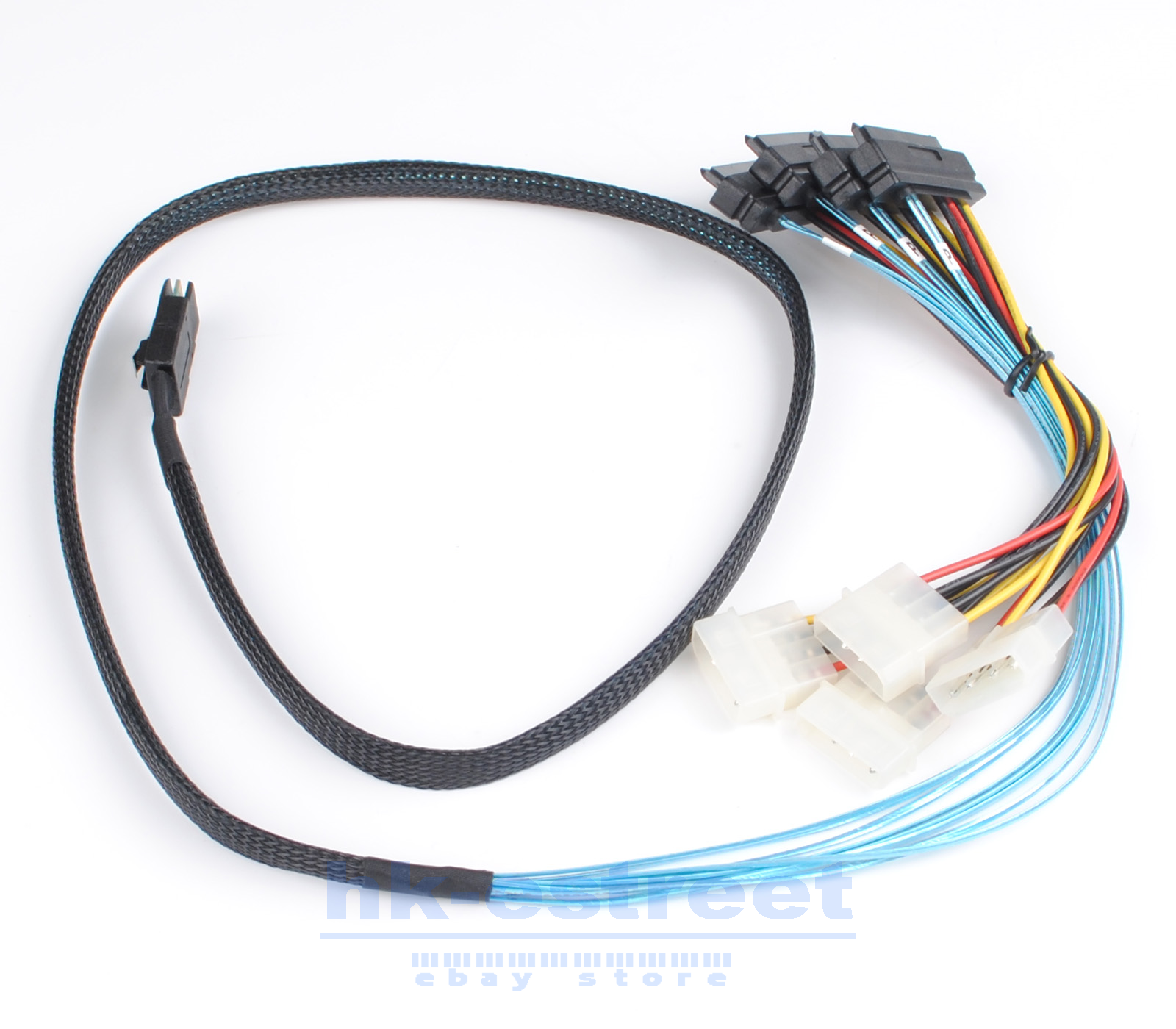 Mini SAS SFF-8087 to 4 x SFF-8482 w/ IDE Internal Breakout Power Cable 1-Meter