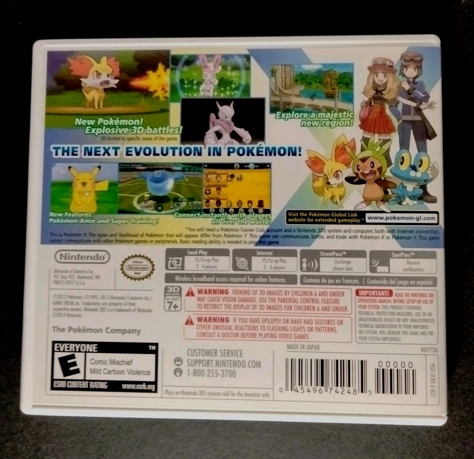 Pokemon X Nintendo 3ds Authentic Box Case Artwork ONLY