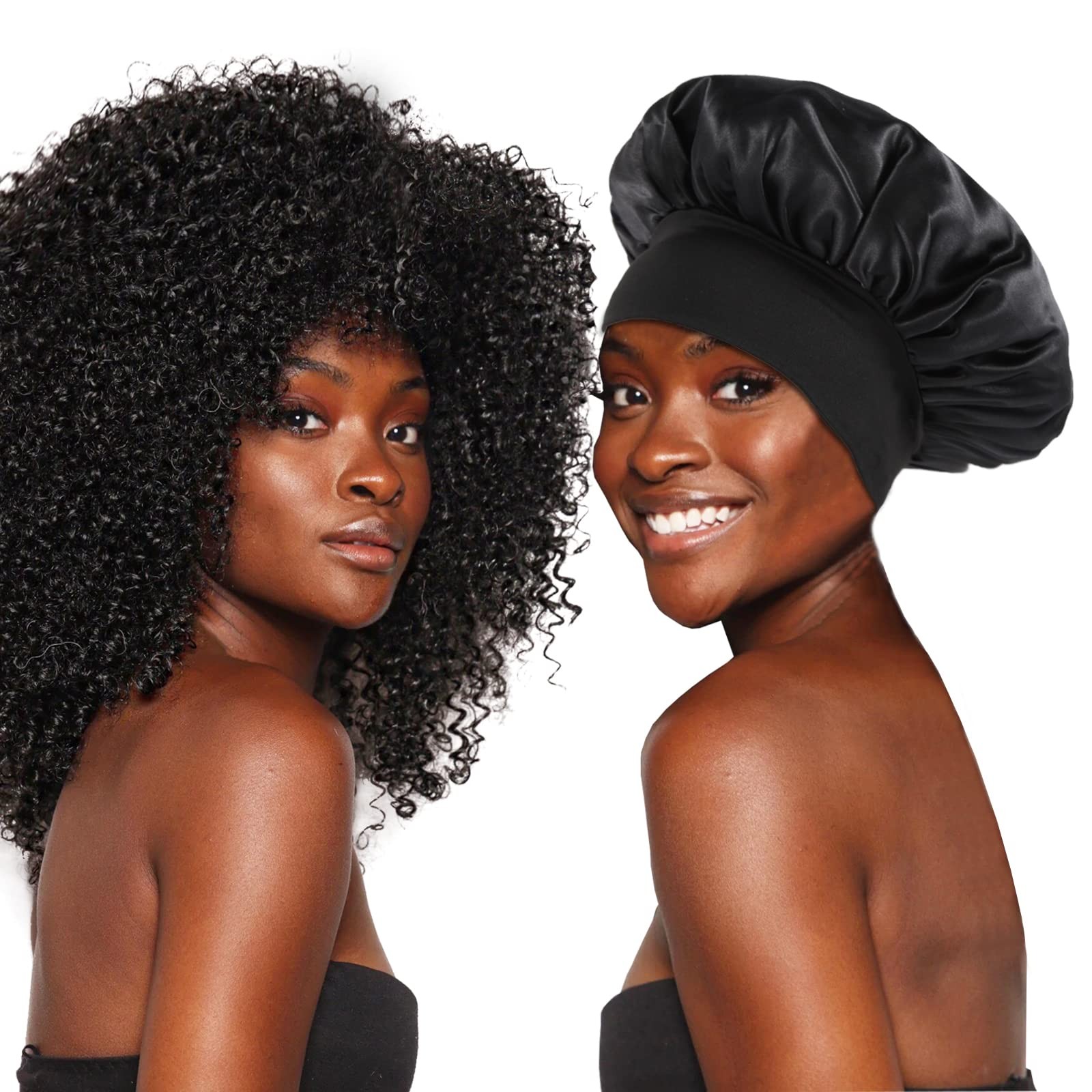 Satin Bonnet Elastic Wide Band Silk Hair Bonnet For Sleeping Men 10 PCS