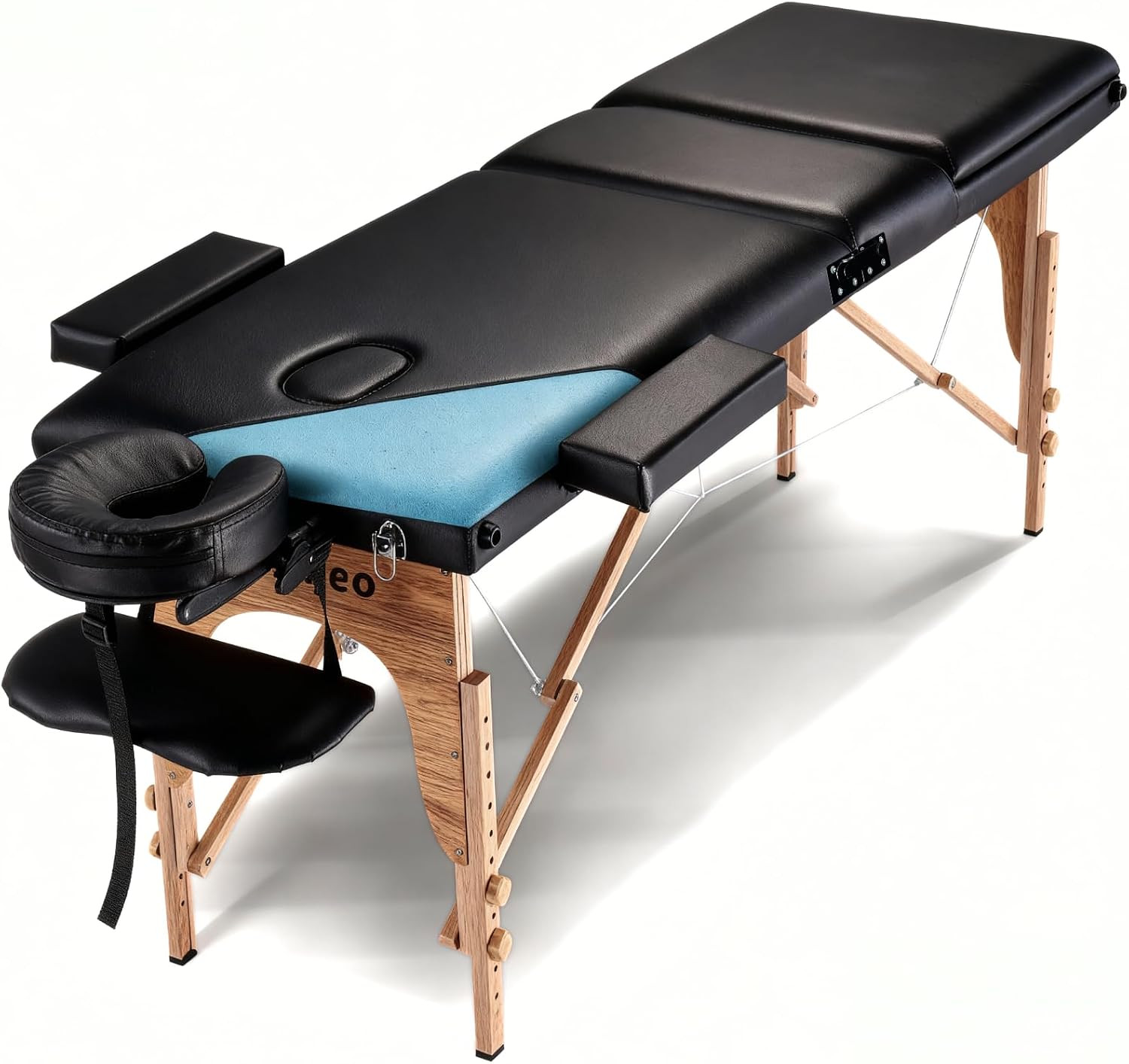 Portable Massage Table Massage Bed Professional Spa Bed, Black (3-Section) | Woo