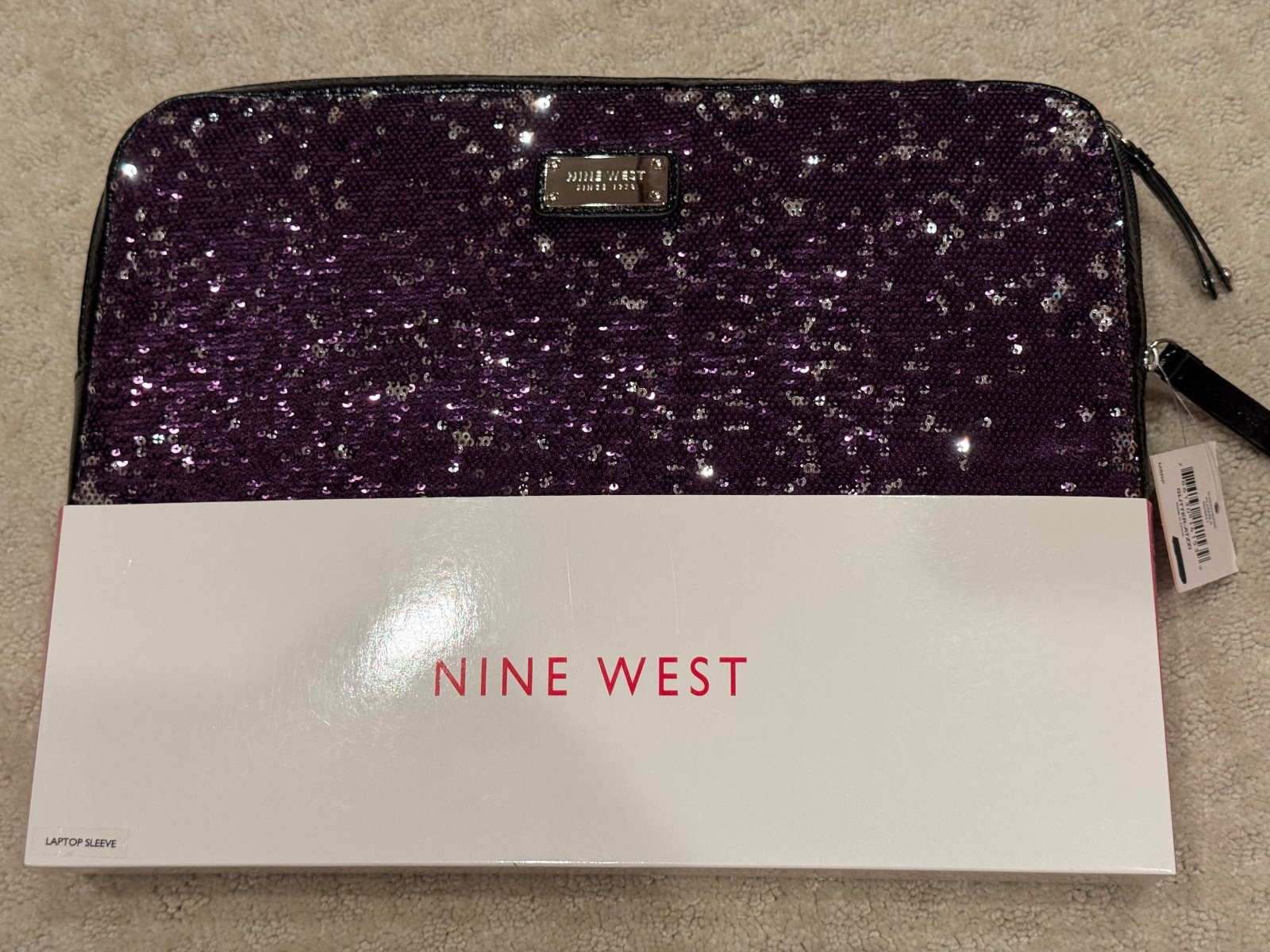 Nine West purple and silver sequin laptop sleeve (NEW WITH TAG and box)