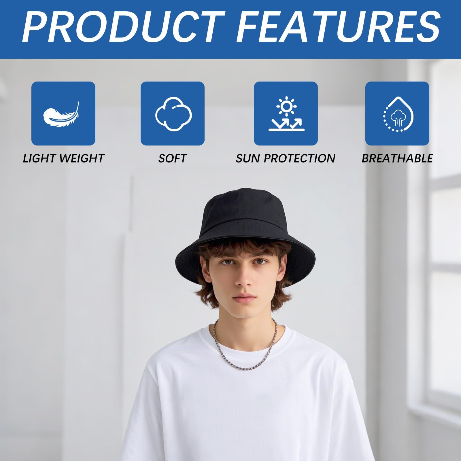 12pcs Bucket hat Black Sublimated Bucket Hats Bulk Bucket Hats Bulk Solid Col...