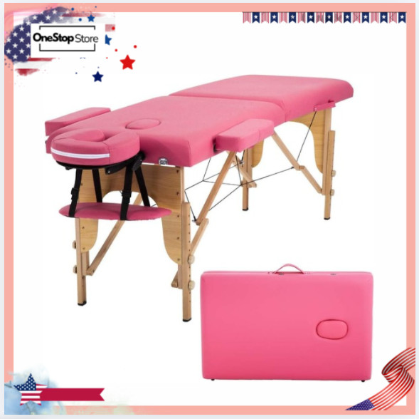24" Portable Massage Table Folding Spa Bed Height Adjustable with Bag