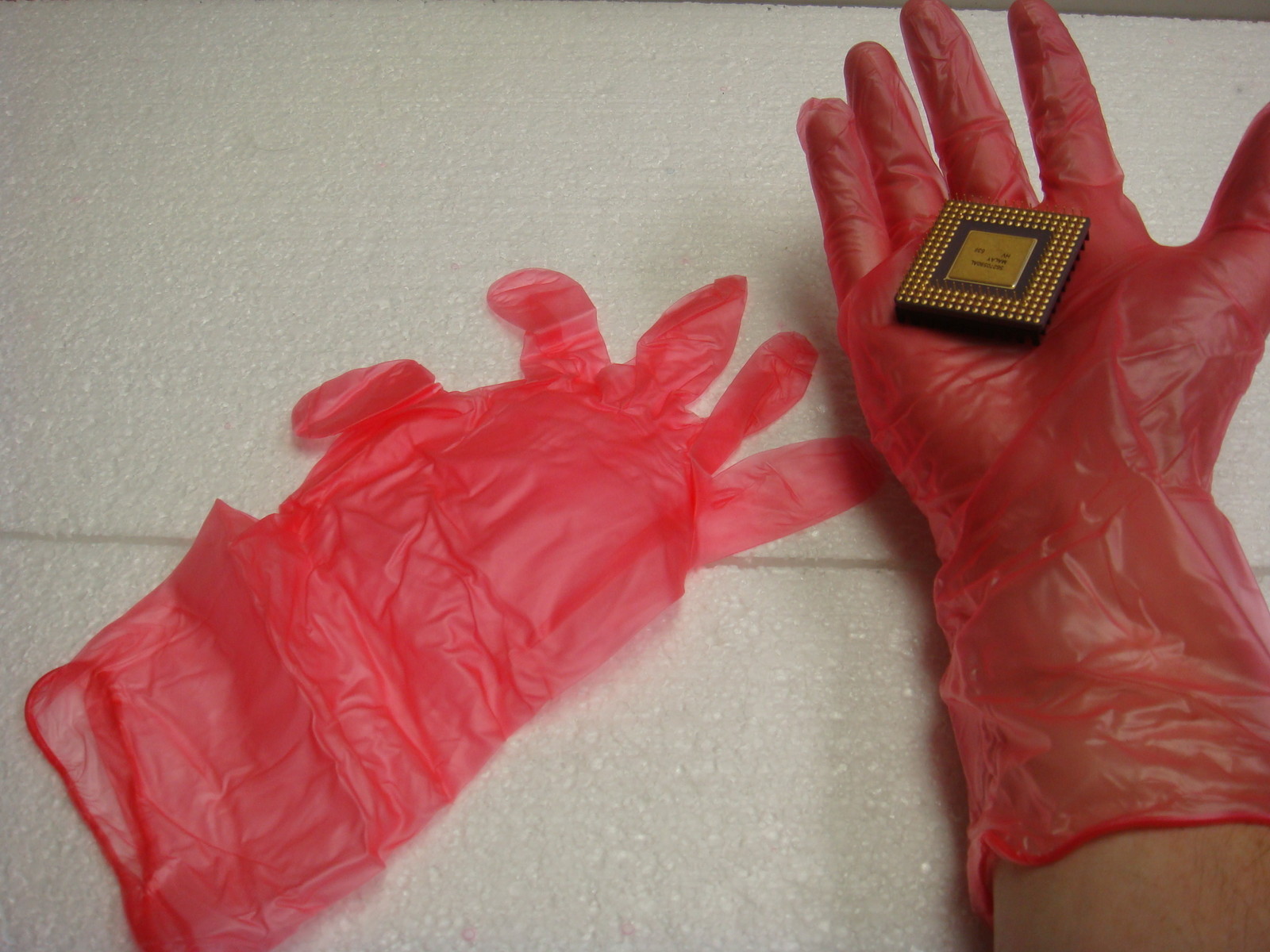 (10) 5pr Gloves MEDIUM 96-233 Cleanroom Antistatic Pink Vinyl Disposable 12" OAK
