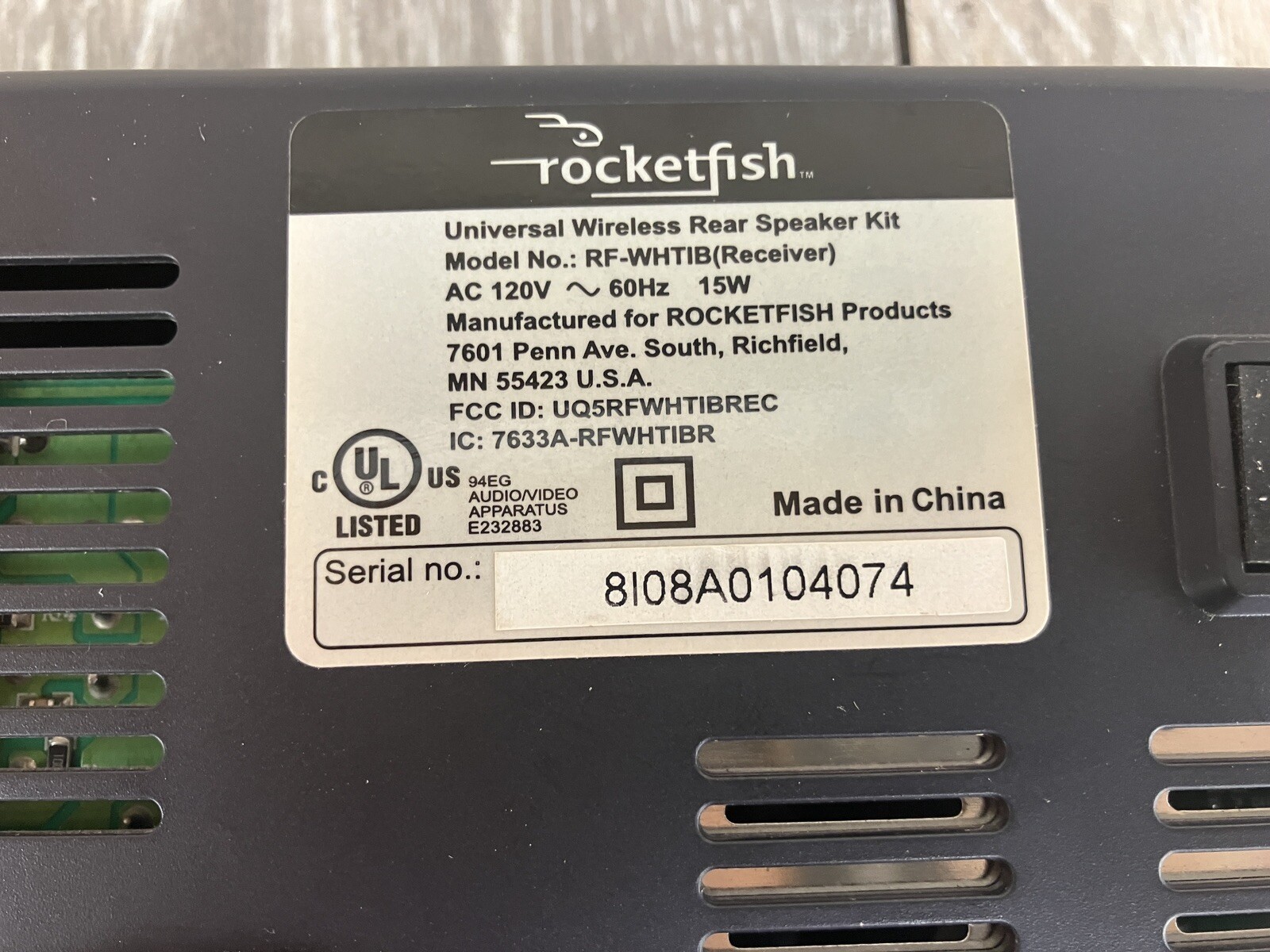 Rocketfish Wireless Rear Speaker Kit Receiver Only RF-WHTIB