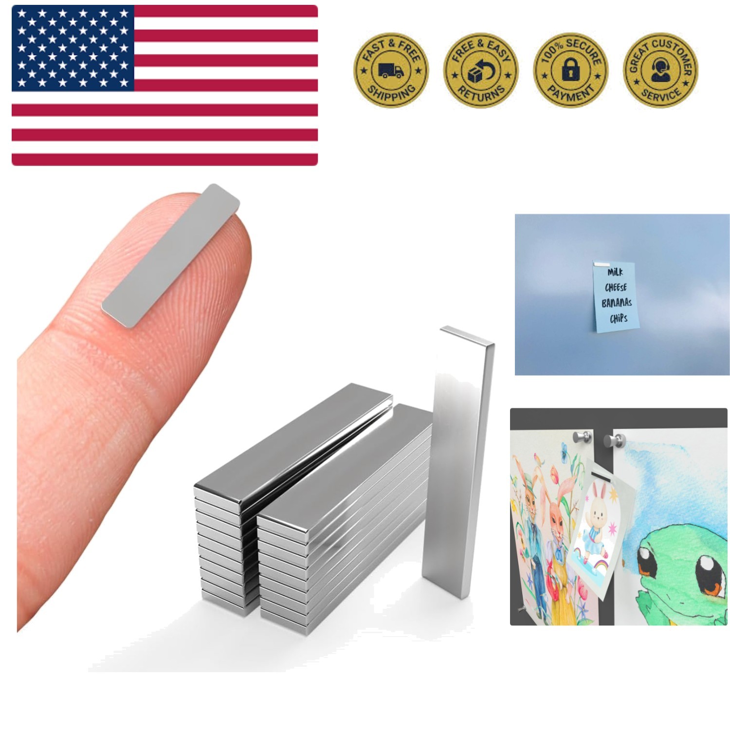 F20x4x1mm - Neodymium Rectangle 20 Pack Magnets