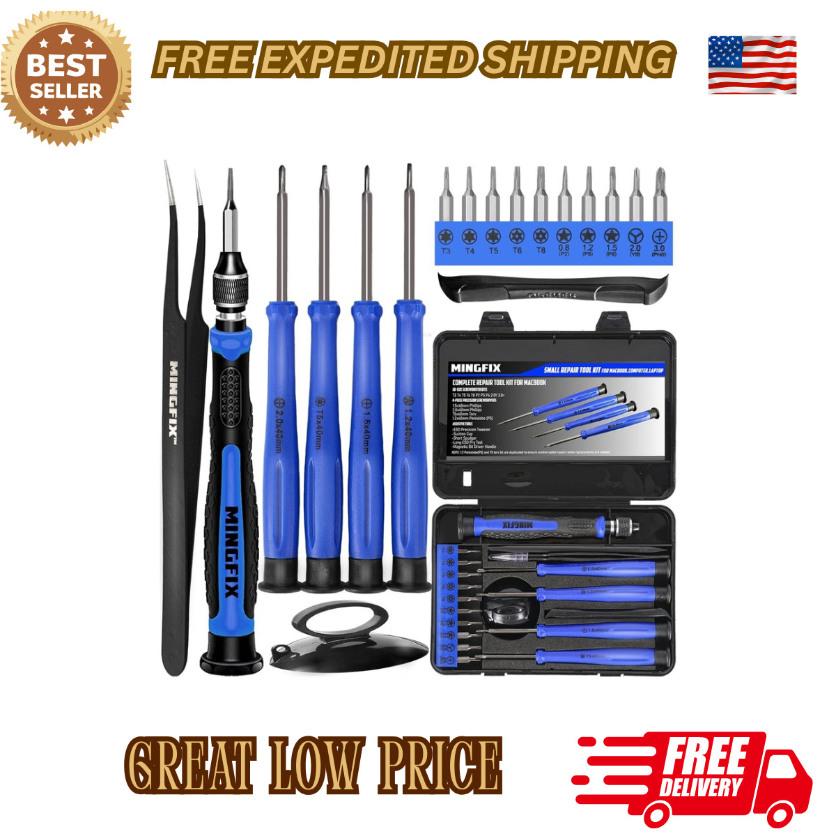 Repair Tool Kit for Apple Macbook,Mingfix Macbook Pro/Air Screwdriver Set with P