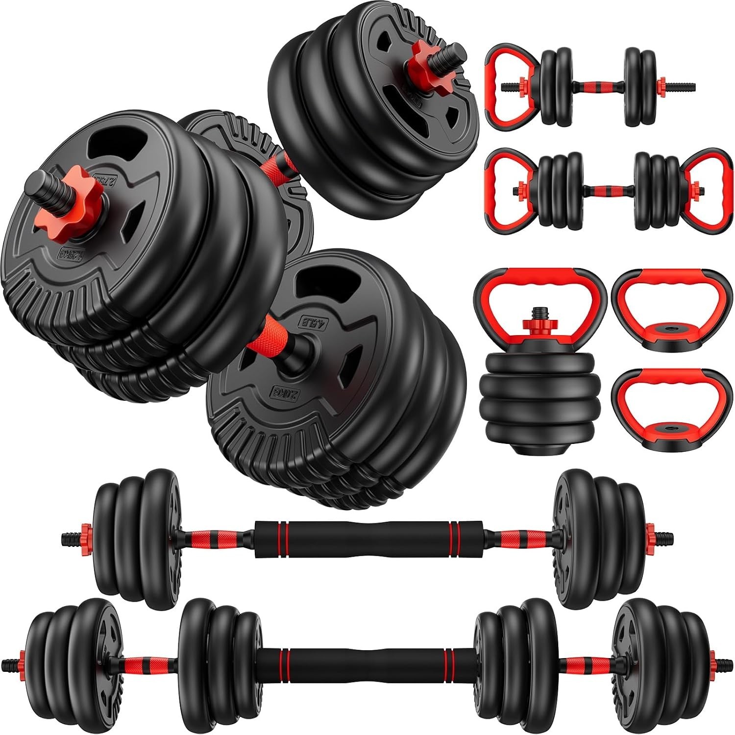 Adjustable Dumbbell Set 22/33/45/70/90lbs Free Weight Set W/ Connector 5-in-1