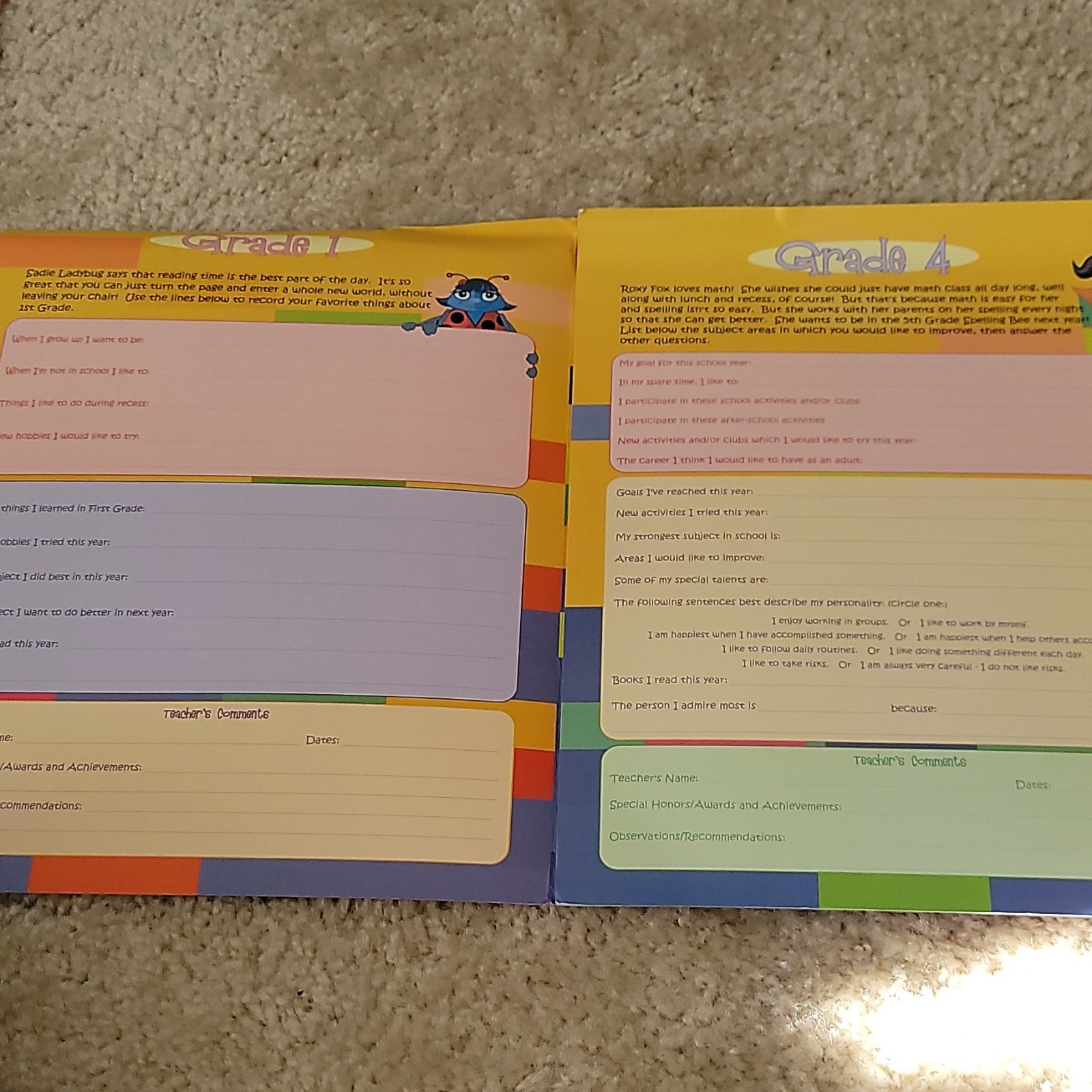 Five AES PHEAA Quarterly Assignment books, One My Student Planner Elementary