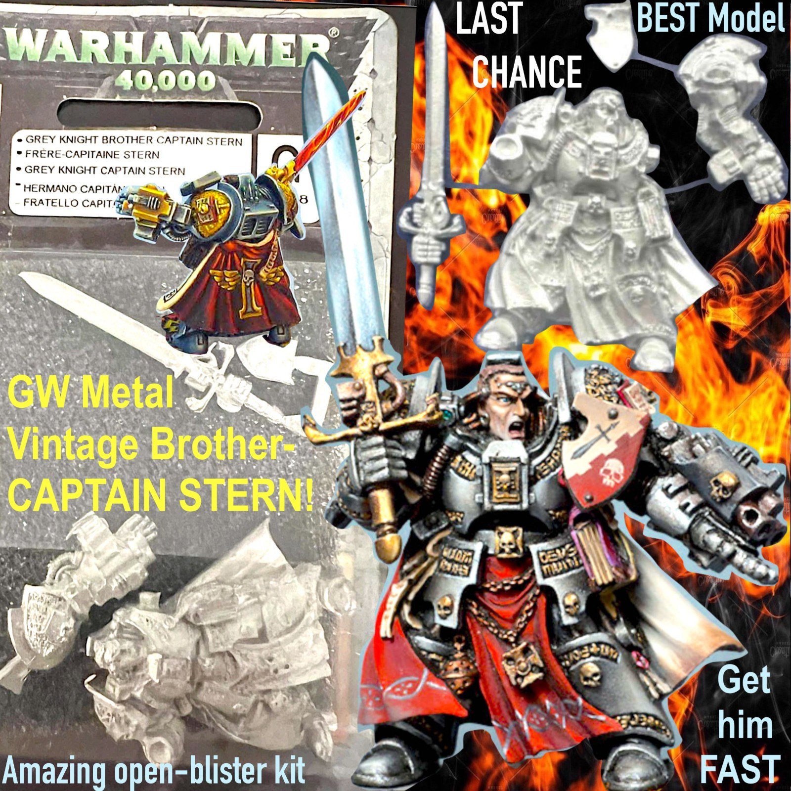LAST OOP GW METAL: BROTHER-CAPTAIN STERN+Base=BEST! Games Workshop WARHAMMER 40K