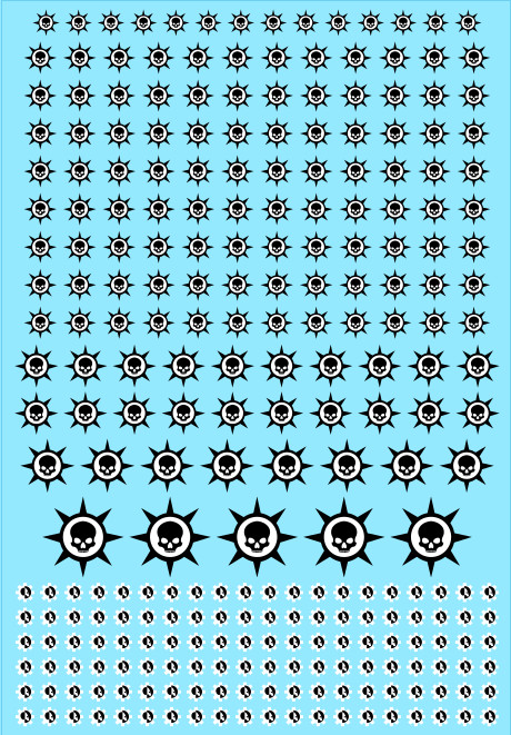 Cyborg Halo Skulls Black + White A6 Transfer Sheet