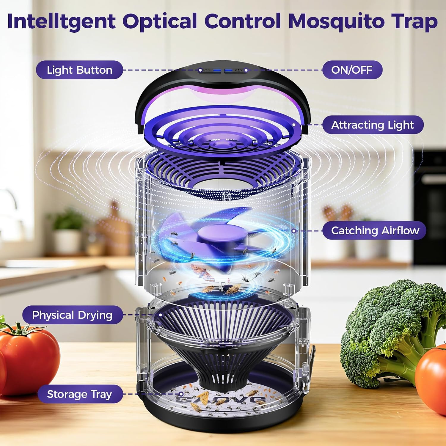 Fly Trap Indoor, Fruit Fly Traps for Indoors with Suction & Adjust Light | Plug-