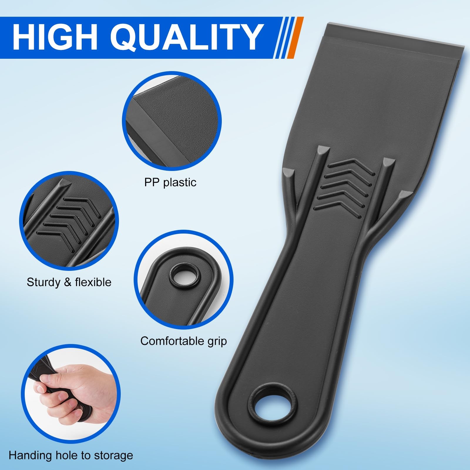 6 PCS Plastic Putty , 2 Inch Black Flexible Putty Scraper for Taping Drywall ...