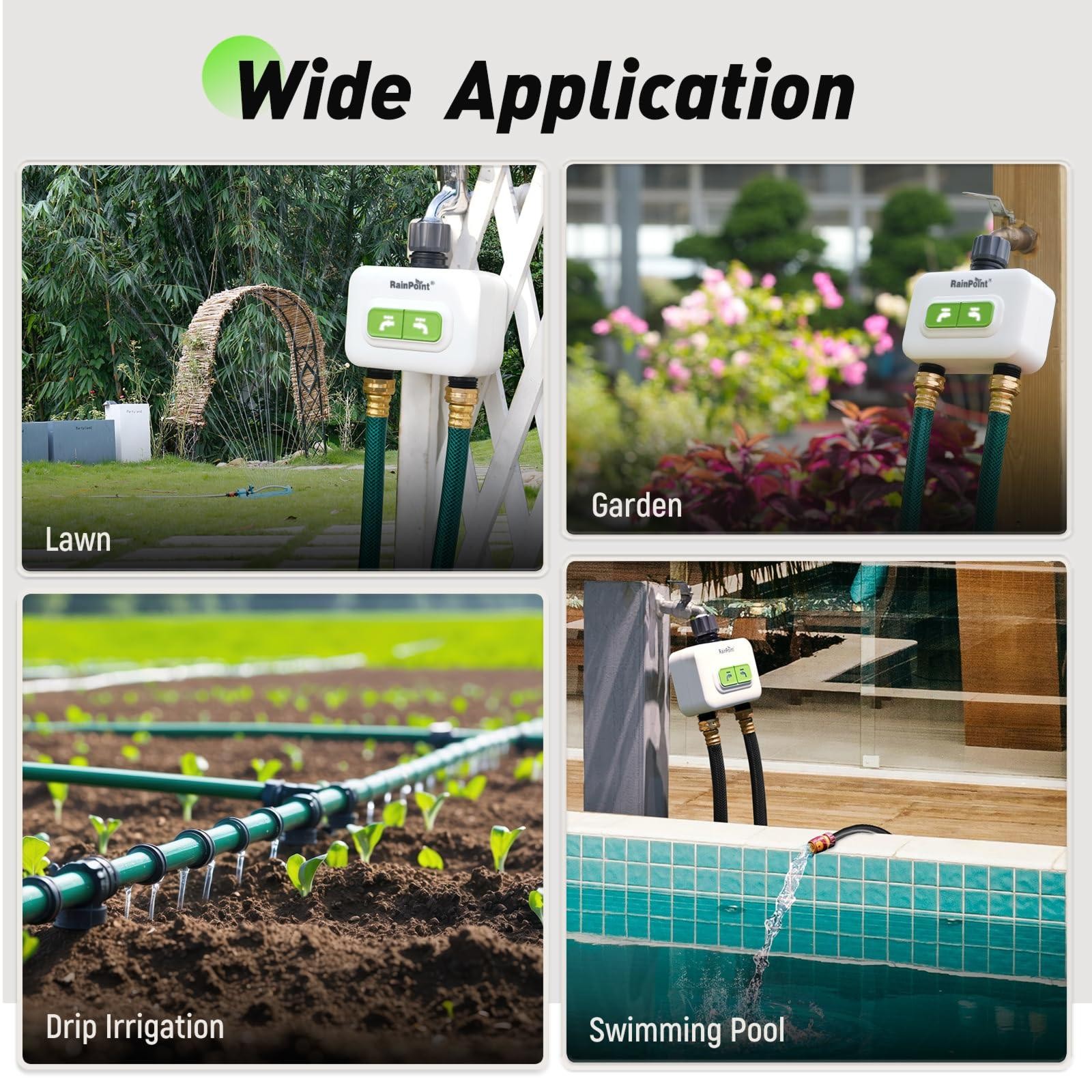 RainPoint 2-zone Wireless Smart Water Timer with Hub for Outdoor Irrigation