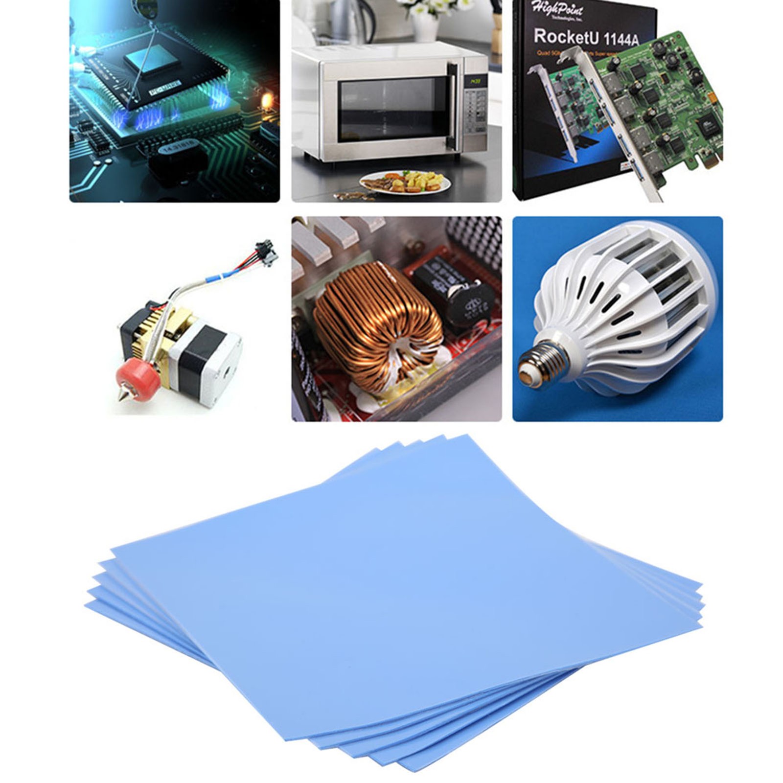 5Pcs Silicone Thermal Conductivity Pad CPU GPU Heat Conduction Sheet