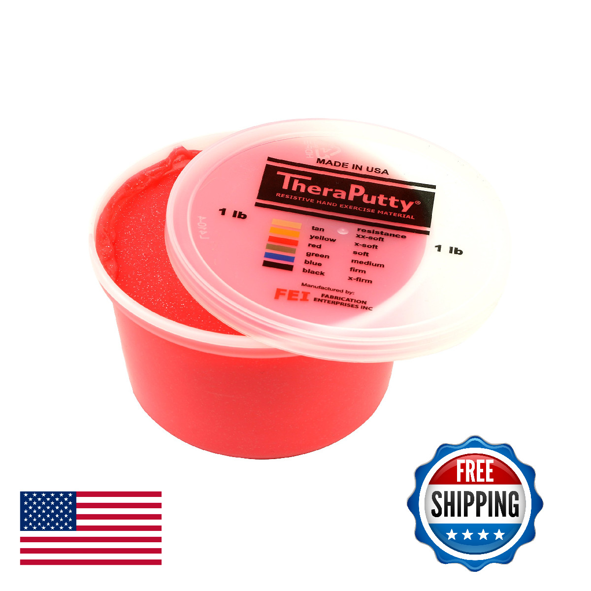 CanDo Sparkle Theraputty 1lb Red Soft - Hand Therapy Exercise Putty
