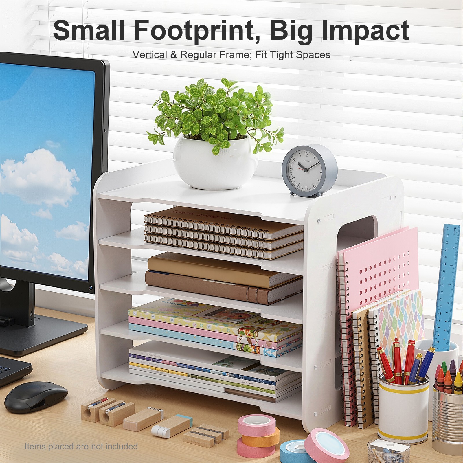 Stackable File Organizer Tray Desk Desktop Paper Document Tray Holder 5 Tiers