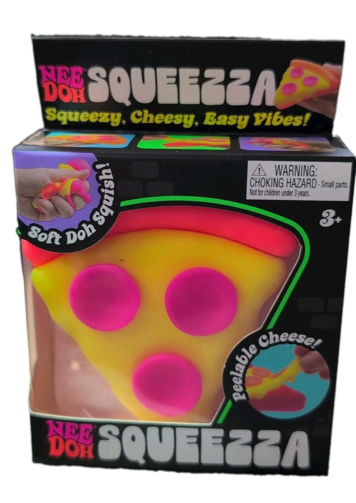 Nee Doh Squeezza Pizza Squeeze Fidget Toy Orange Crust Pink Pepperoni New