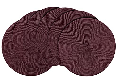 Placemats Set of 6, Round Placemats for Dining Tables, Woven Washable Purple